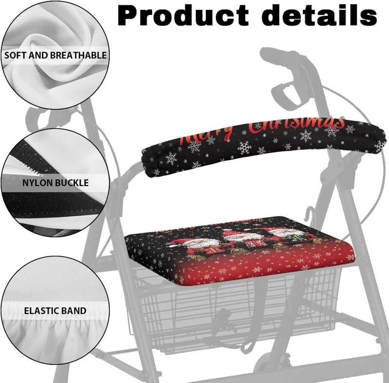 LedBack Walker Accessories Merry Christmas Print Rollator Walker Seat and Backrest Covers Soft Dust Cover Christmas Decor 2 Piece Walker Seat Cover Set - Image 5